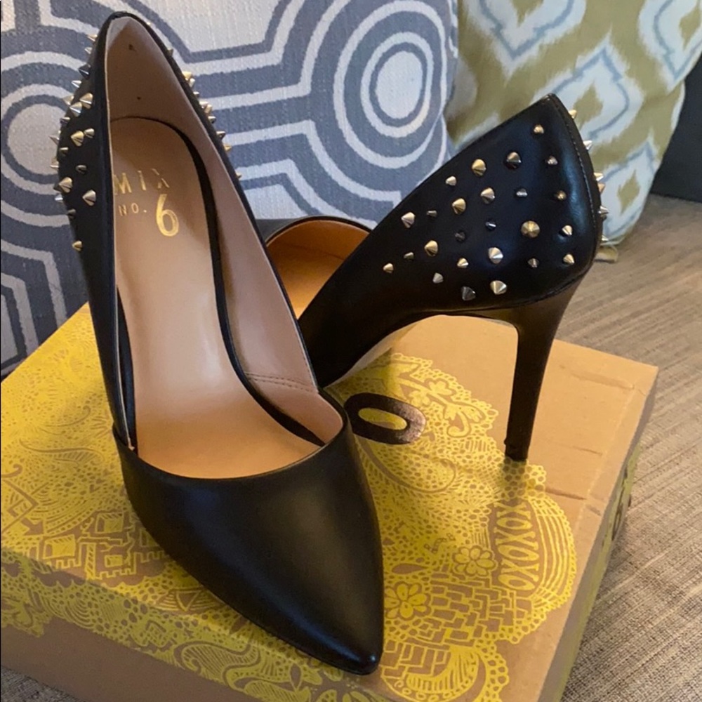 Black Stilettos W/ Gold and Sliver Studs (used 1x)